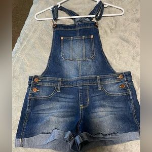 No Boundaries Denim Overall Shorts